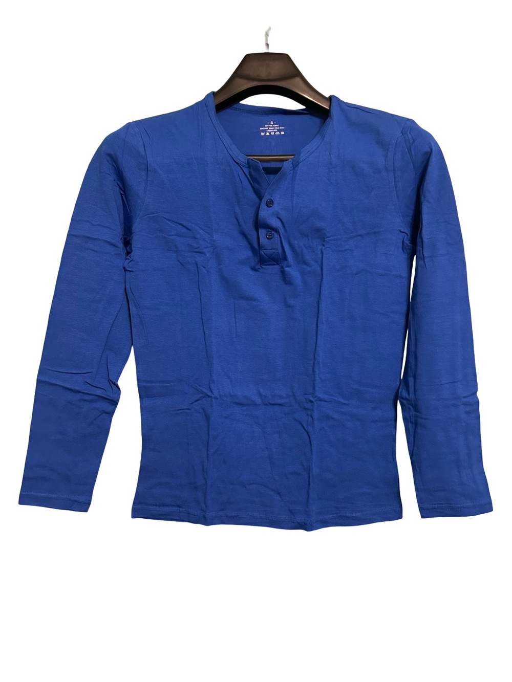 Long-Sleeve Henley Blouse in Royal Blue